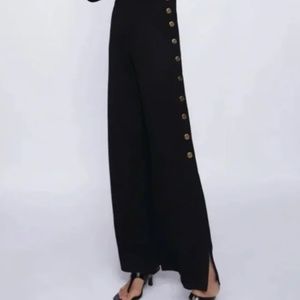 Zara Buttoned Wide Leg Pant Small